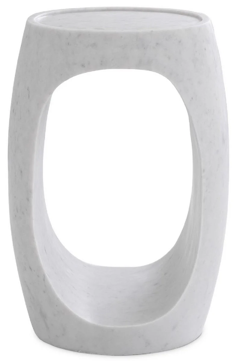 Luxury marble side table white 37 x 29 x H. 55.5 cm - marble furniture - luxury quality