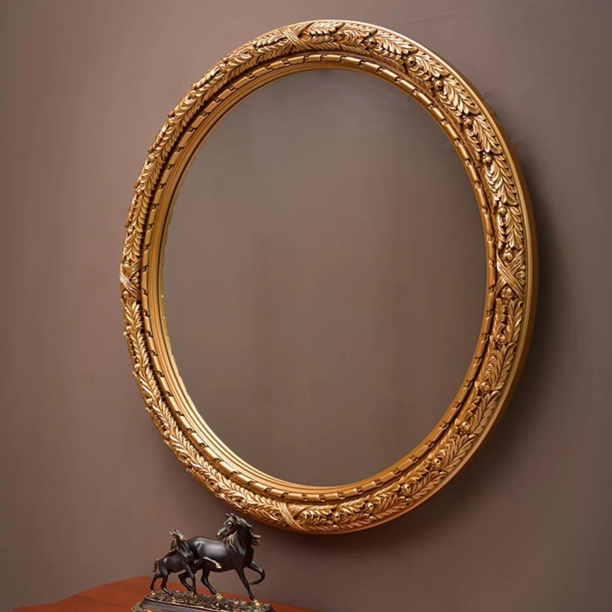 Luxury Baroque Mirror Gold Ø 108 cm - Round Baroque Style Wall Mirror - Made in Italy