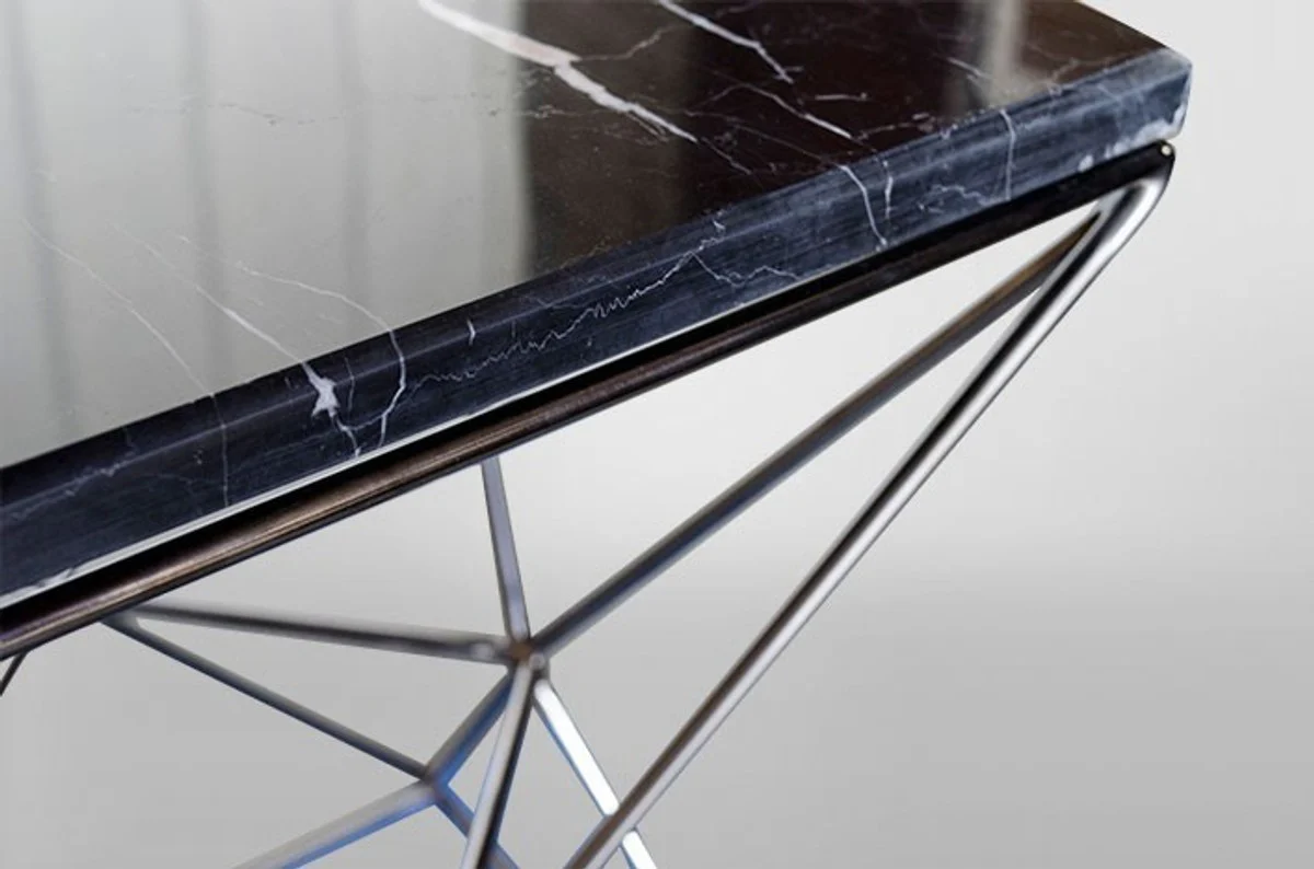 Art Deco side table black metal / marble 35 x 35 cm - Art Nouveau table - furniture flower table