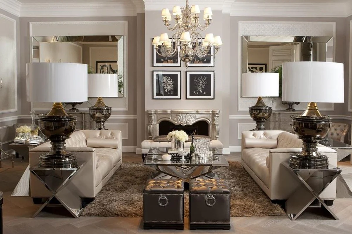 Luxury stainless steel coffee table 120 x 70 x H. 46 cm - designer living room table