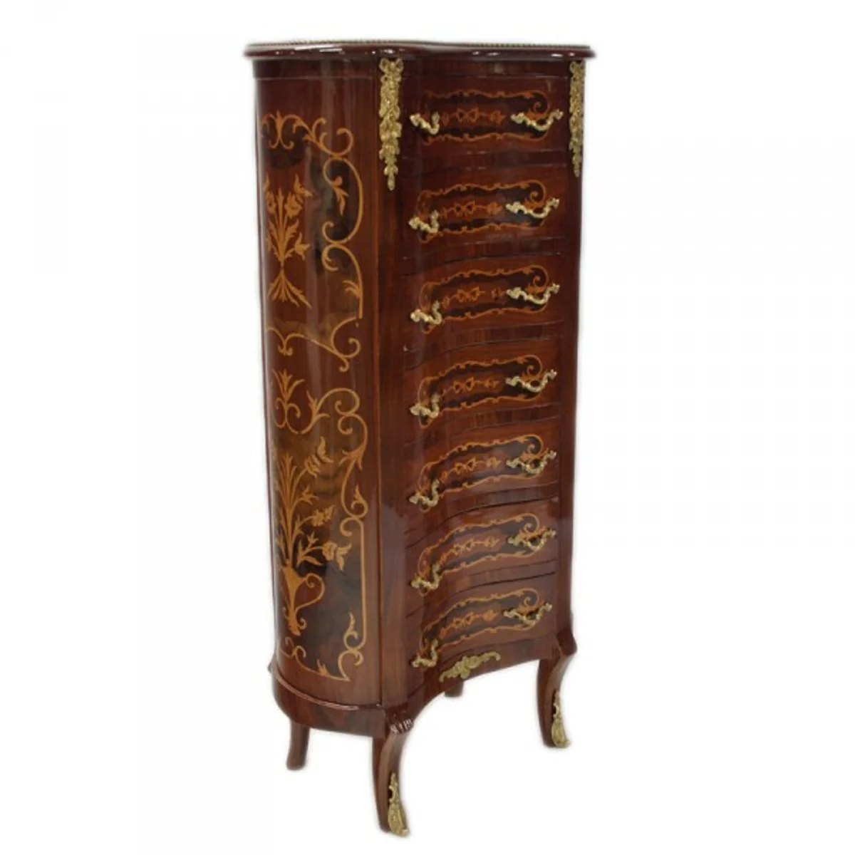 Baroque chest of drawers with 7 drawers model - mahogany