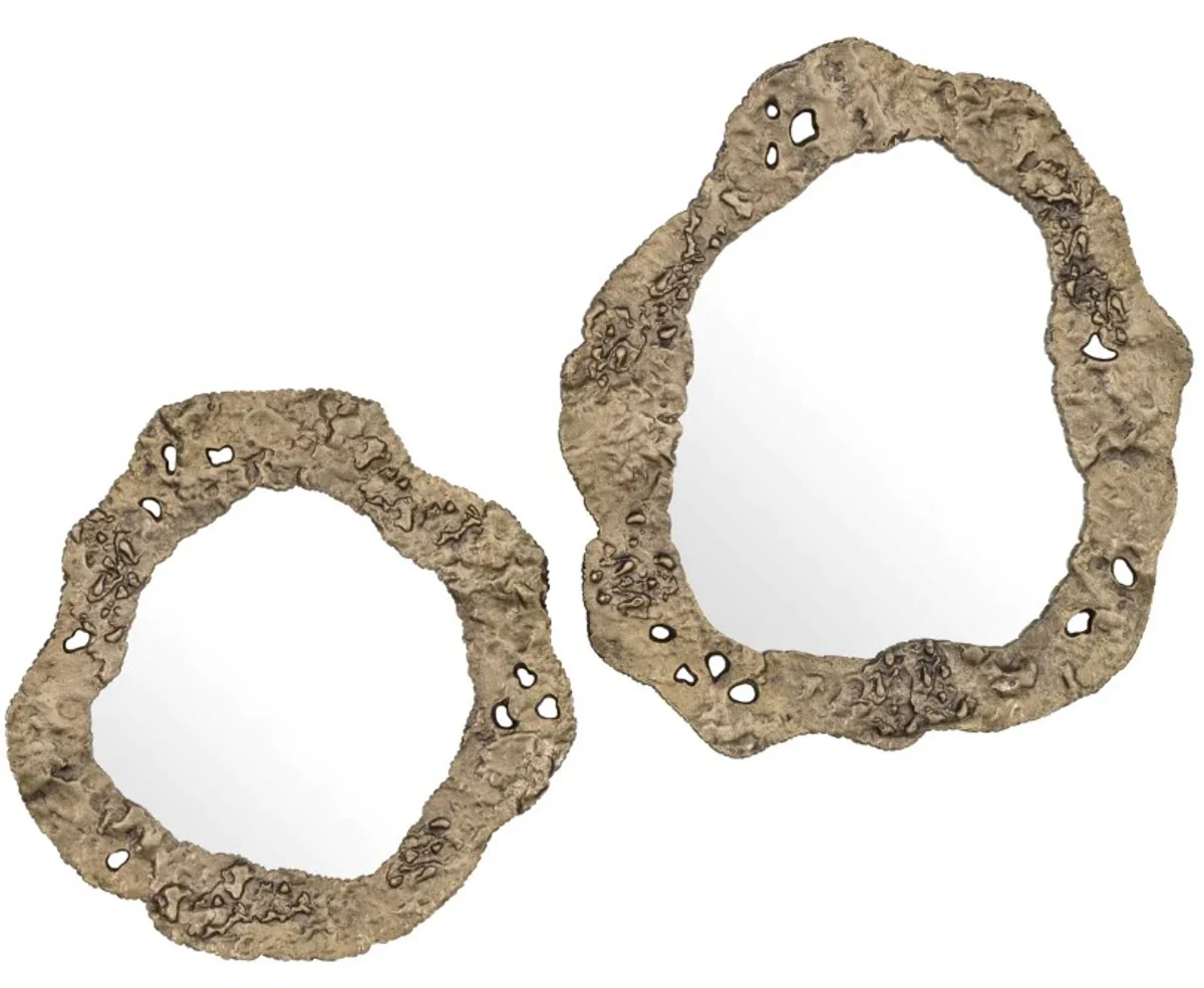 Luxury mirror in antique brass finish - luxury living room mirror 2 pieces mirror