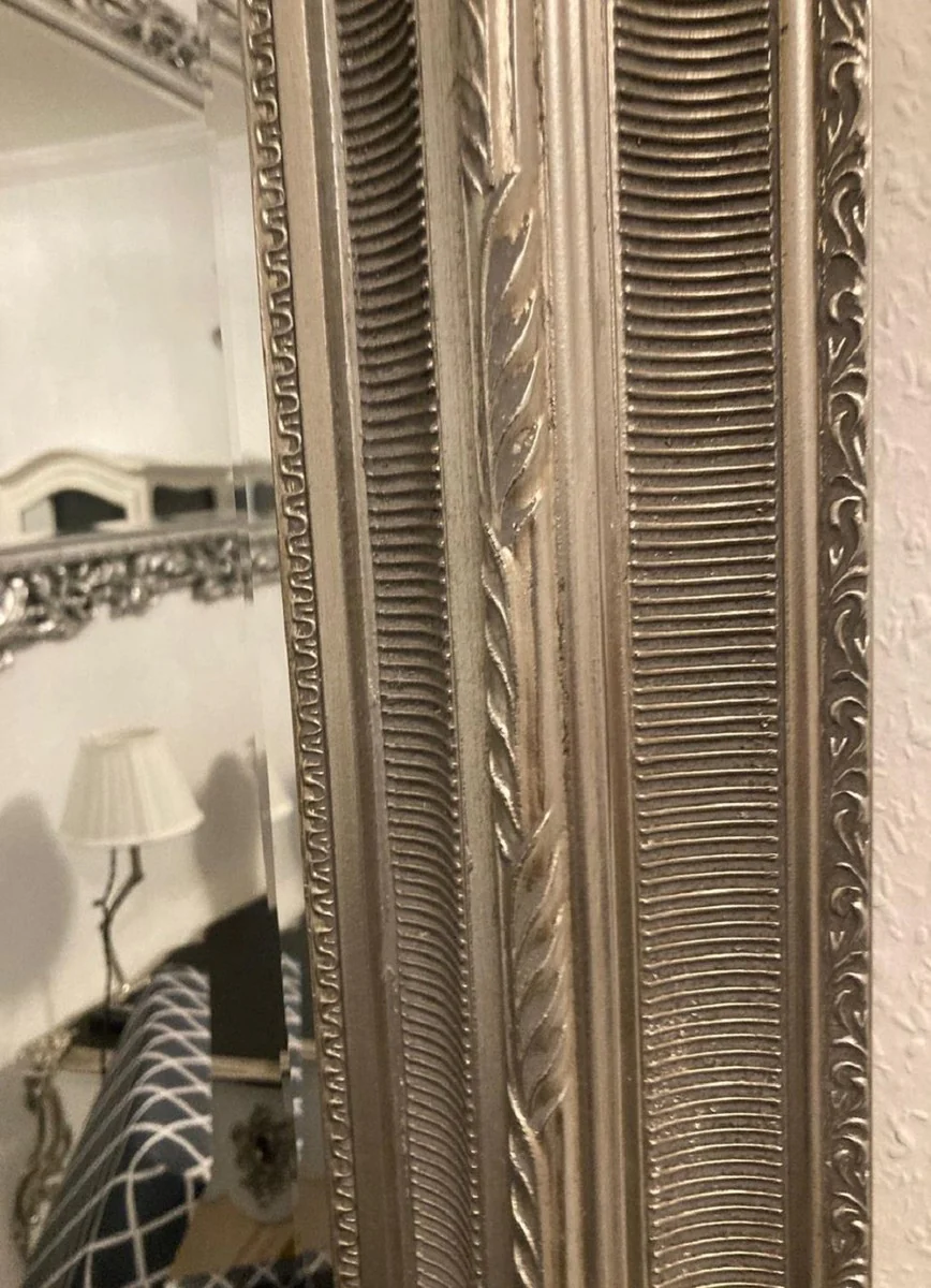 Baroque Mirror Silver - Rectangular Wall Mirror in Baroque Style - Handmade Baroque Wardrobe Mirror - Baroque Furniture - Baroque Interior - Noble & Magnificent