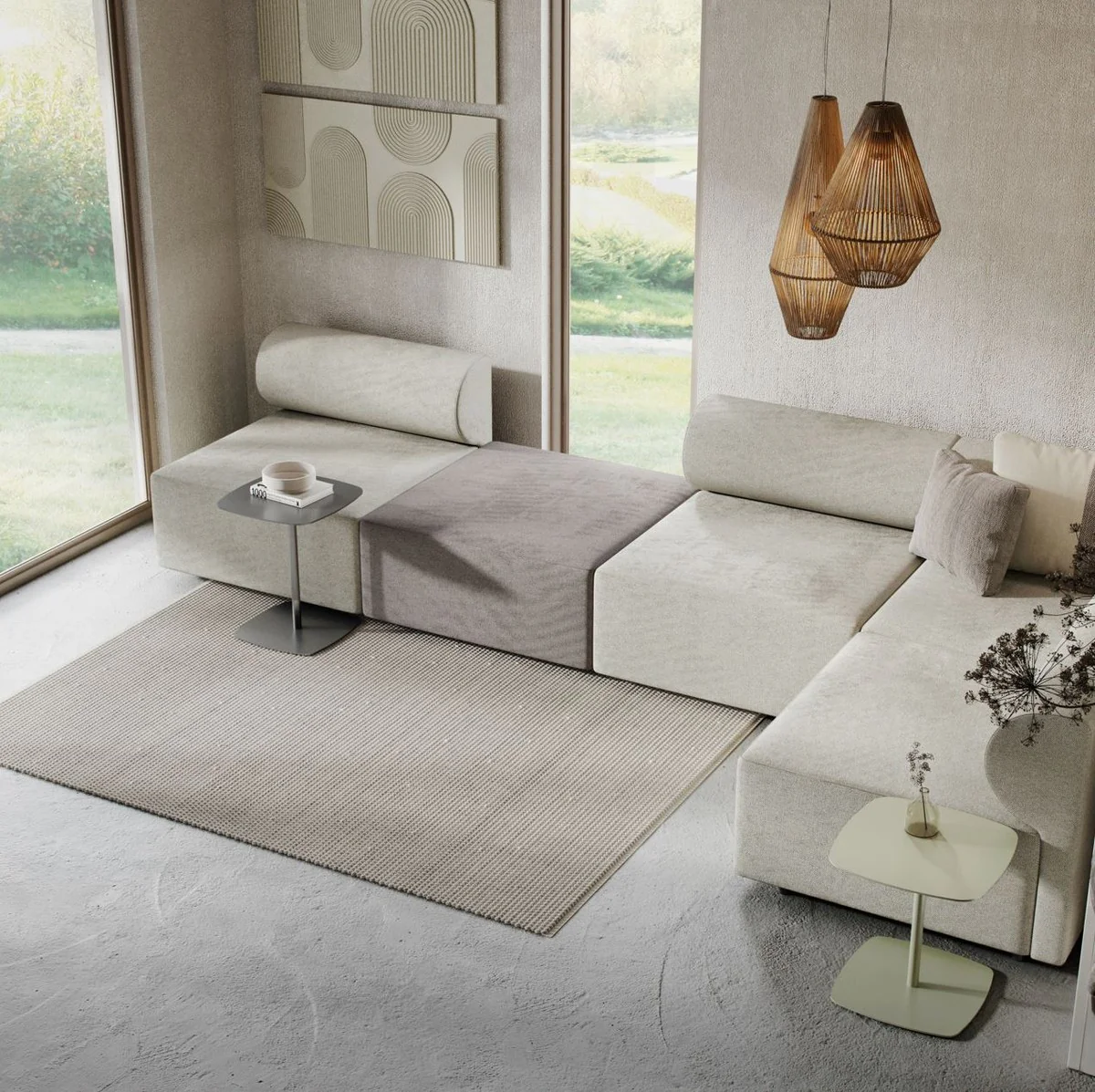 Luxury corner sofa gray / dark gray 360 x 180 cm - Modular living room sofa - Luxury furniture