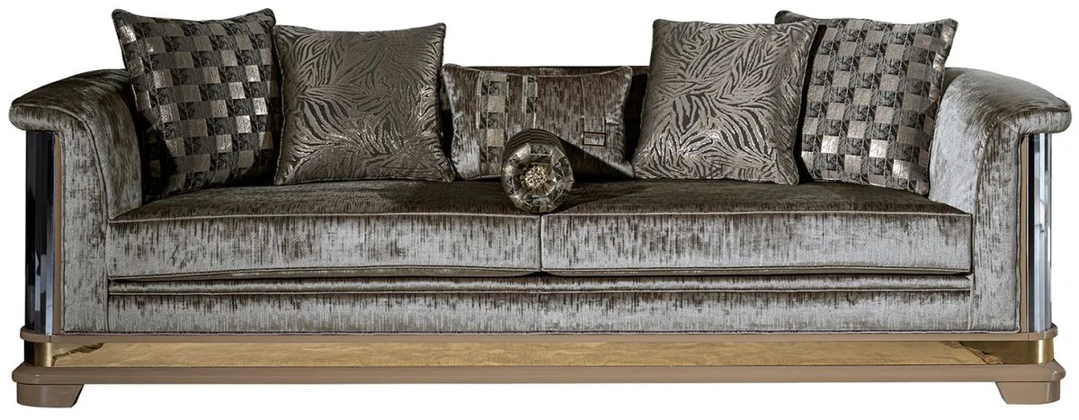 Luxury Art Deco Living Room Set Silver / Black / Beige / Gold - 2 Sofas & 2 Armchairs & 1 Coffee Table - Art Deco Living Room Furniture