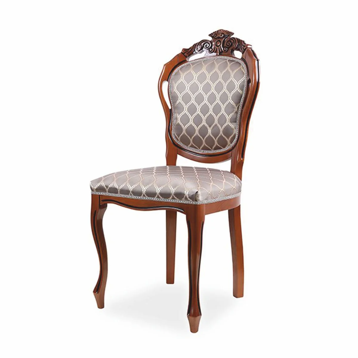 Luxury baroque dining room chair set of 4 with pattern gray / brown H. 102 cm
