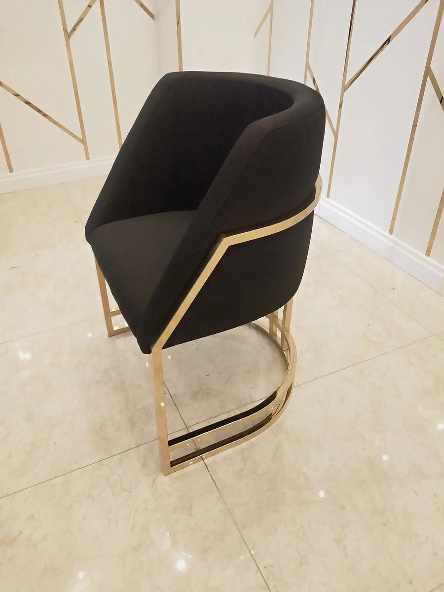 Luxury dining room chair black / gold 60 x 56 x H. 80 cm - Luxury dining room furniture - Luxury quality