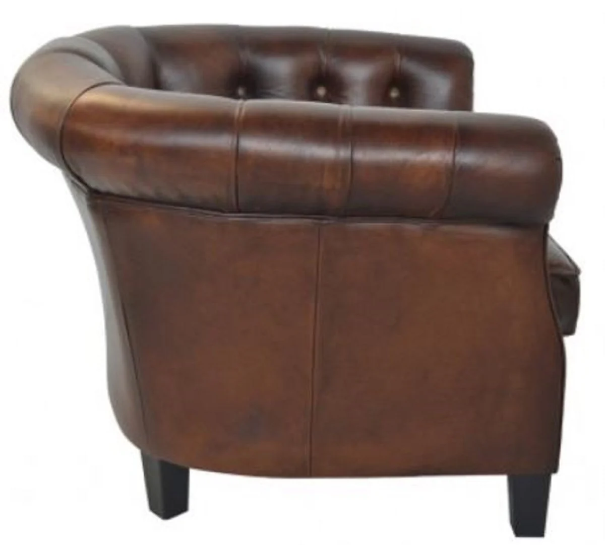 Luxury Chesterfield leather armchair dark brown / black 80 x 80 x H. 66 cm - genuine leather living room armchair - Chesterfield living room furniture