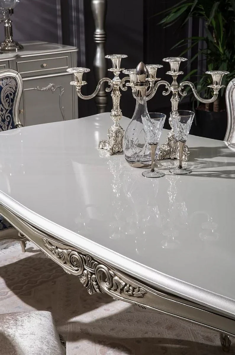 Luxury baroque dining table silver - magnificent solid wood dining room table - magnificent baroque dining room furniture