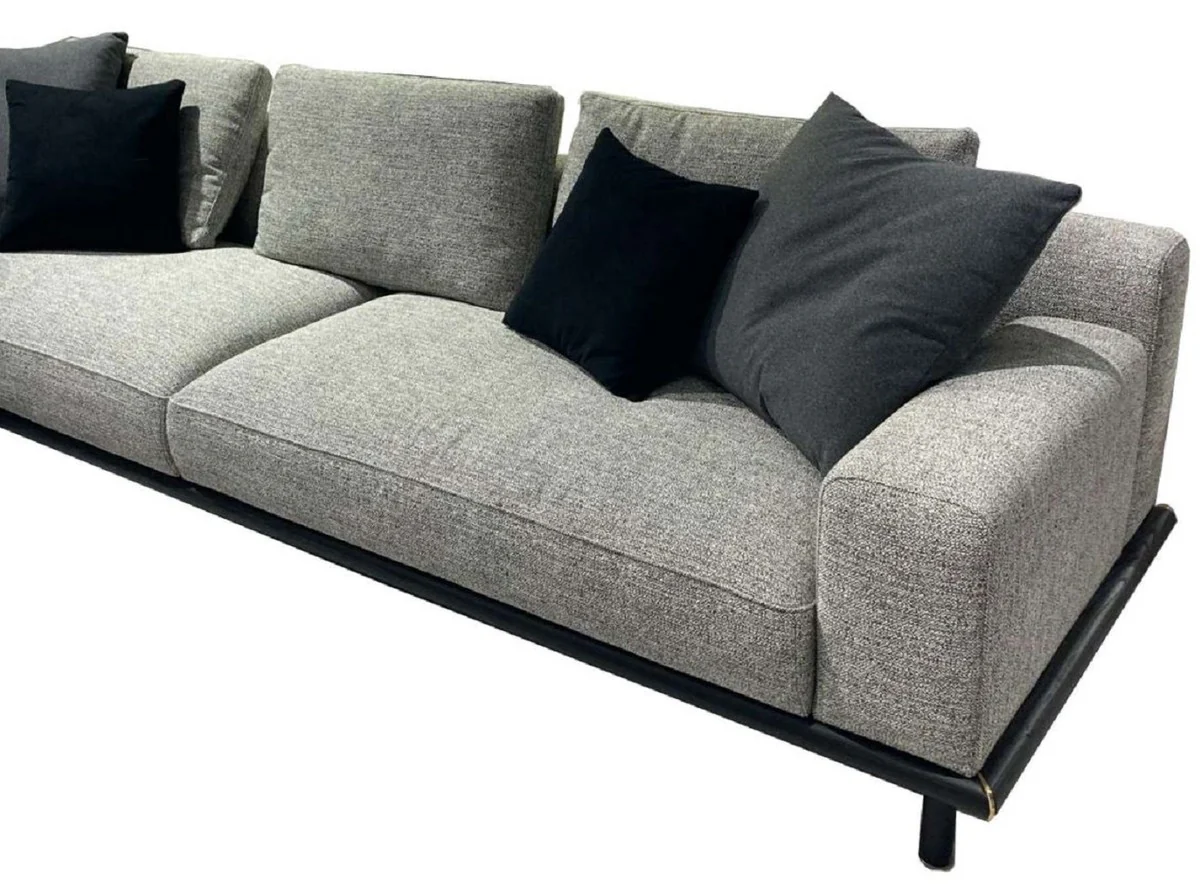 Luxury 4 seater sofa gray / black 320 x 100 x H. 74 cm - living room sofa - hotel sofa - living room furniture - hotel furniture - luxury furniture - luxury furnishings - living room furnishings