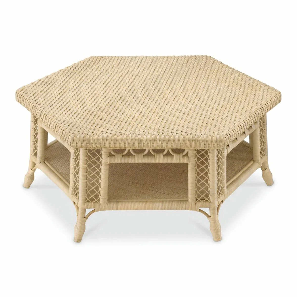Luxury rattan coffee table natural colors 120 x 105 x H. 50 cm - living room furniture