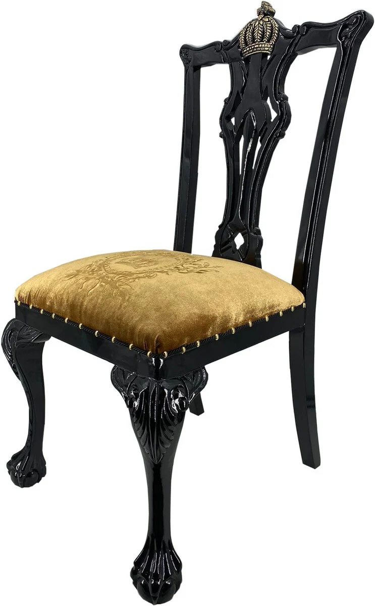Pompöös by Luxury Baroque Dining Room Chair Gold / Black - Pompööser Baroque Chair designed by Harald Glööckler - Baroque Dining Room Furniture