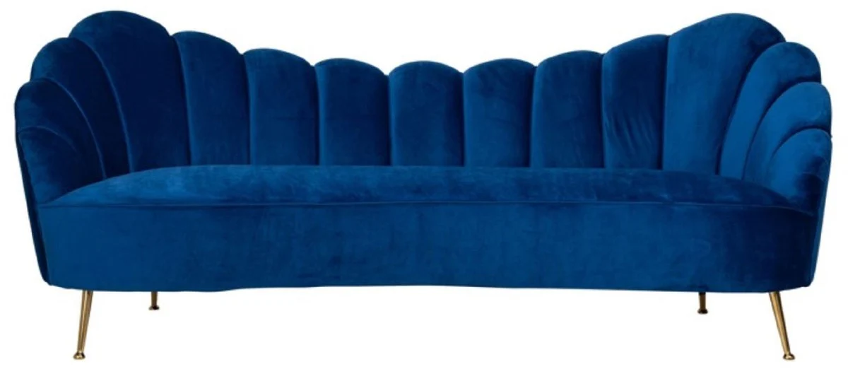 Luxury velvet sofa blue / gold 230 x 94 x H. 90 cm - Living room sofa with elegant velvet fabric - Living room furniture - Luxury furniture - Living room furnishings - Luxury furnishings
