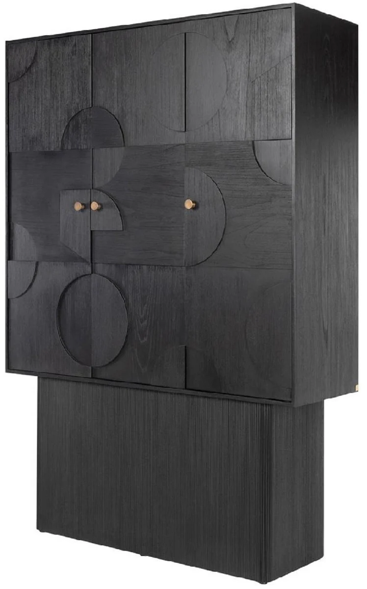 Luxury designer cupboard black 130 x 45 x H. 190 cm - solid wood shelf cupboard with 3 doors - bedroom cupboard - living room cupboard - office cupboard - luxury furniture