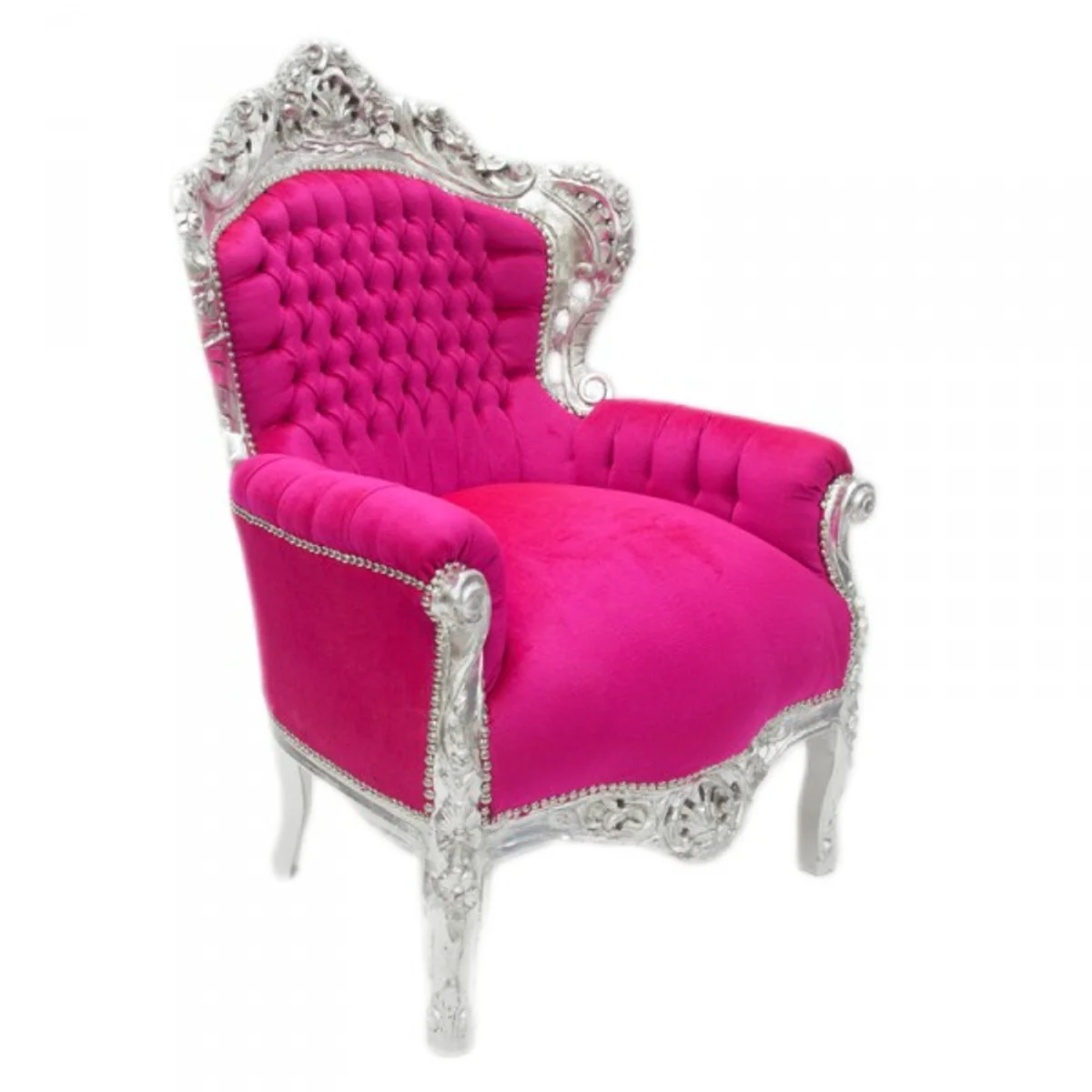 Baroque Armchair King Pink / Silver Furniture Antique Style
