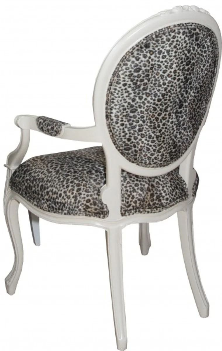 Baroque dining room chair with armrests Mod2 Leopard / Cream - Baroque furniture