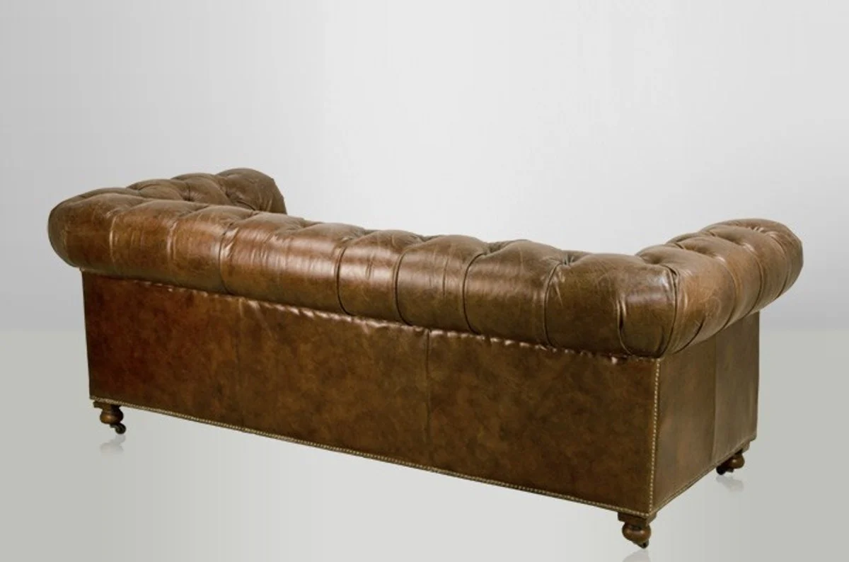 Chesterfield Luxury Real Leather Sofa 2.5 Seater Vintage Leather from Cigar