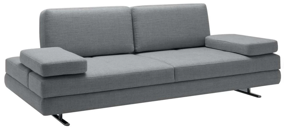 Luxury living room sofa with folding armrests gray 218 x 108 x H. 81 cm - Luxury Furniture