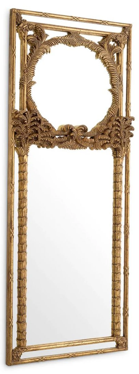 Luxury mahogany wall mirror antique gold 95 x 9.5 x H. 229.5 cm - Rectangular wardrobe mirror - Living room mirror - Wardrobe furniture - Living room furniture - Luxury furniture