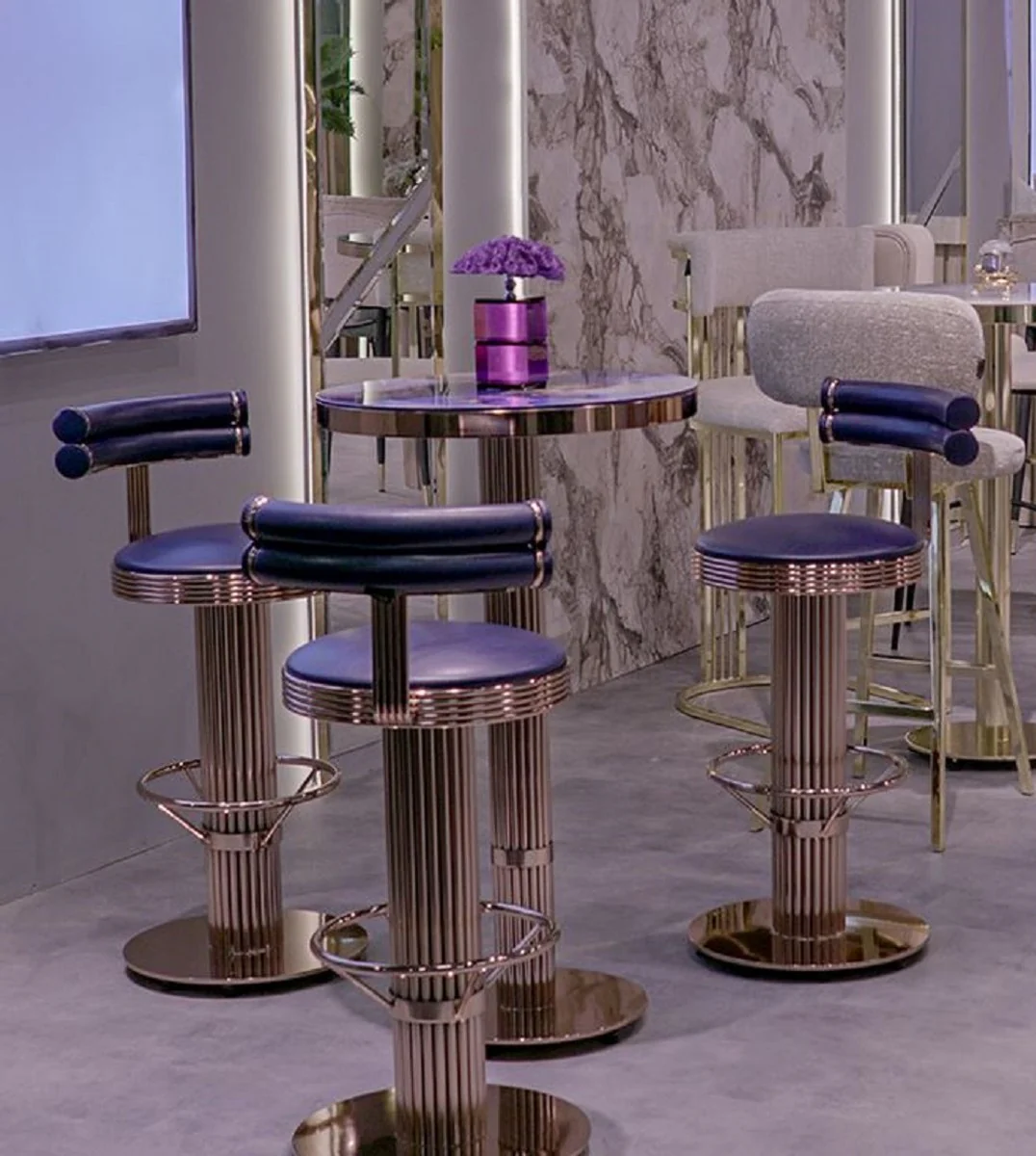 Luxury bar furniture set black / copper - 1 bar table & 2 bar stools