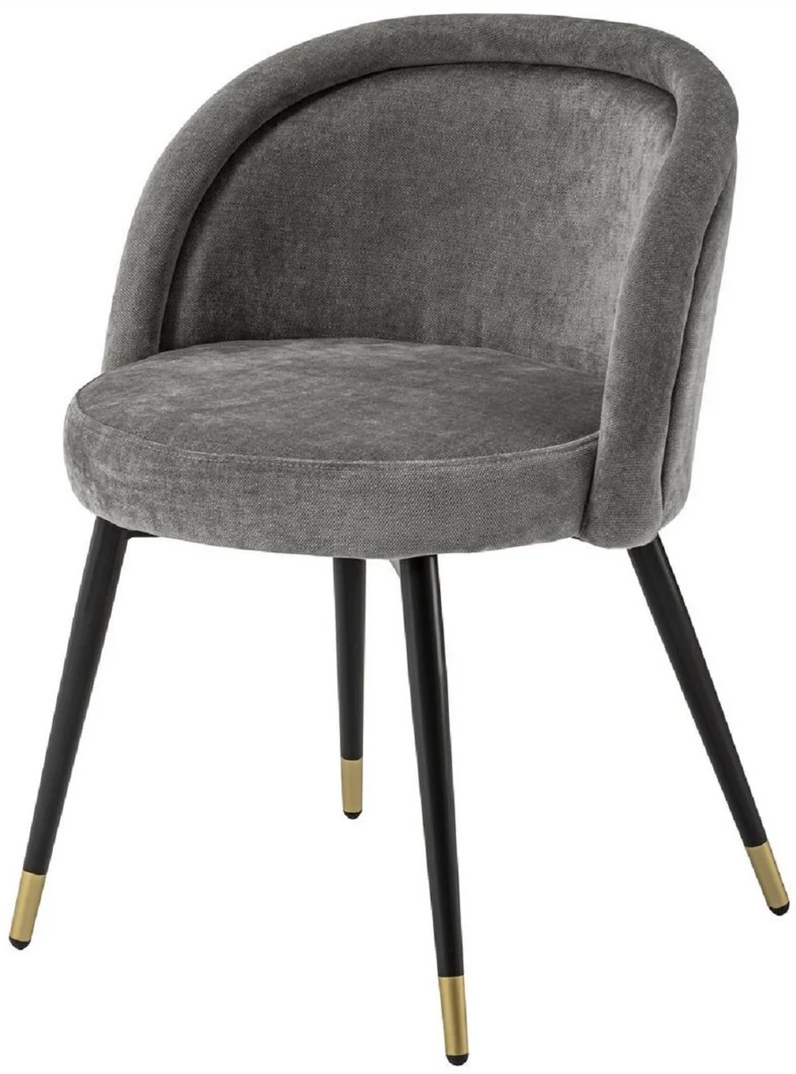 Luxury dining room chair set gray / black / brass 57.5 x 58 x H. 77 cm - Noble dining room chairs - Luxury dining room furniture