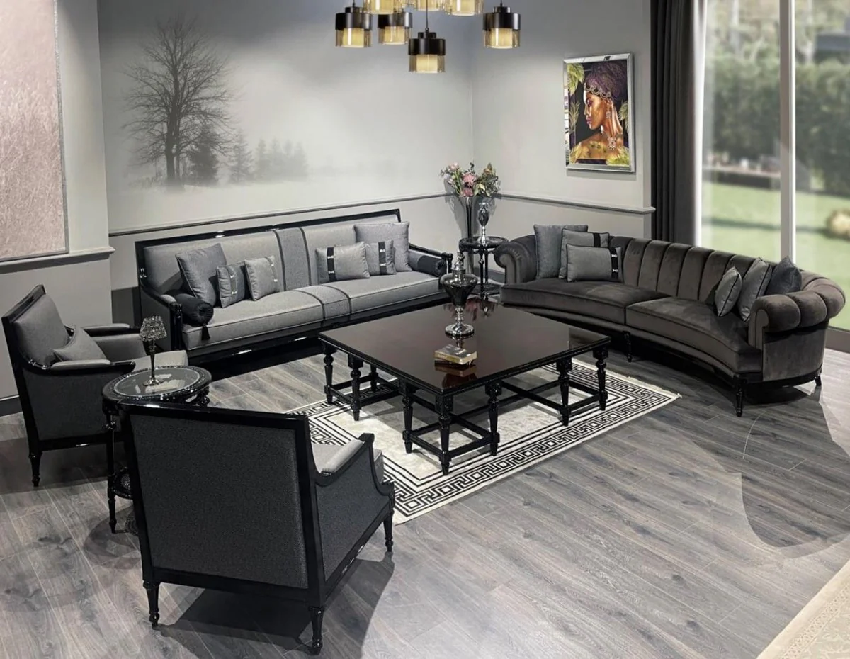 Luxury Baroque Coffee Table Dark Brown / Black - Square Solid Wood Living Room Table in Baroque Style - Luxury Living Room Furniture in Baroque Style - Baroque Furniture - Noble & Magnificent