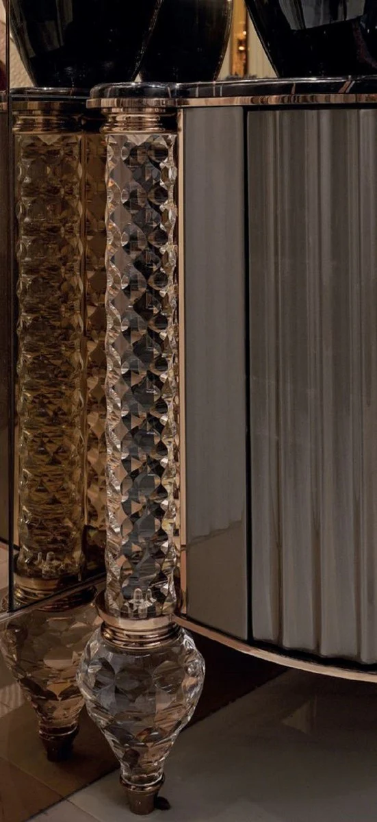 Luxury Art Deco dressing table black / gray / copper 188 x 60 x H. 89 cm - Dressing table with artificial marble top - Art Deco bedroom furniture - Luxury bedroom furniture