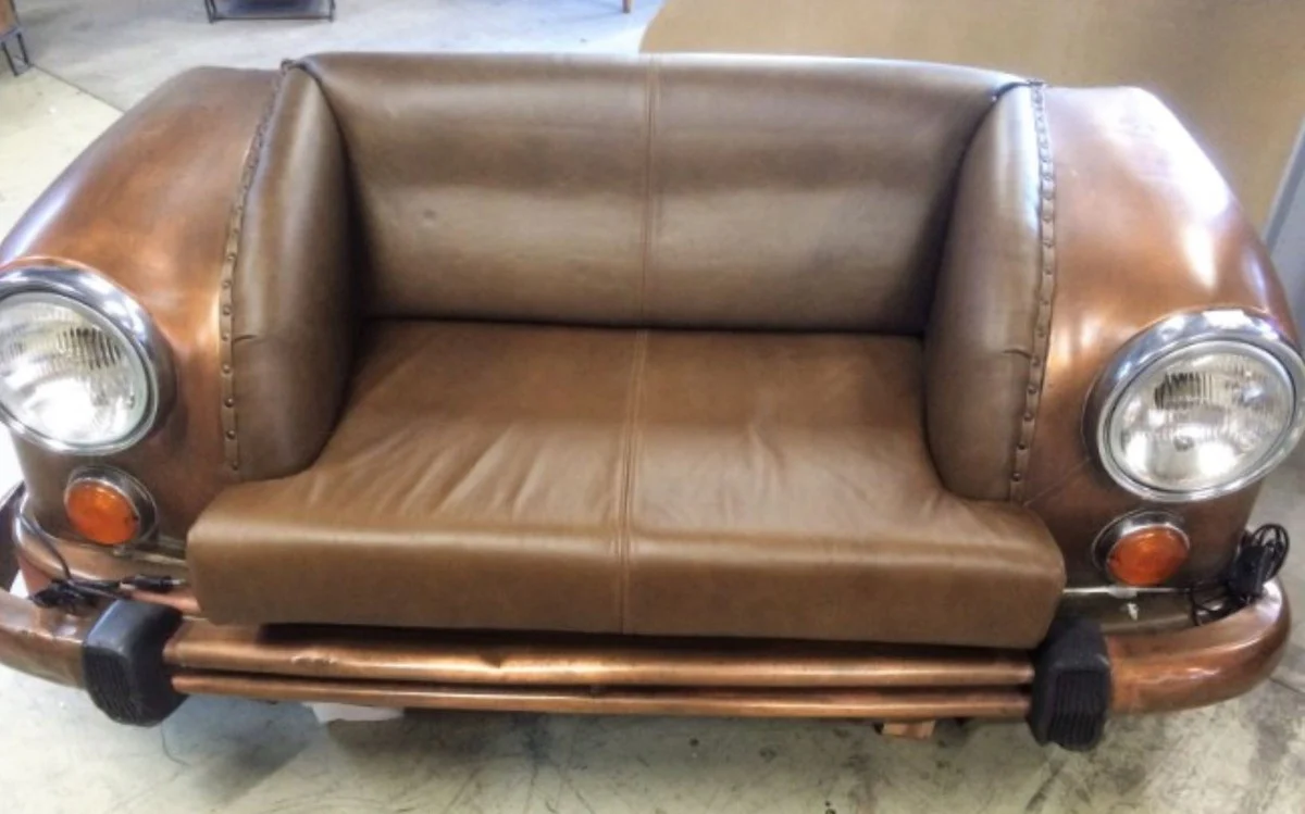 Designer car sofa brown / bronze 159 x 65 x H. 75 cm - living room sofa in car design - living room car furniture