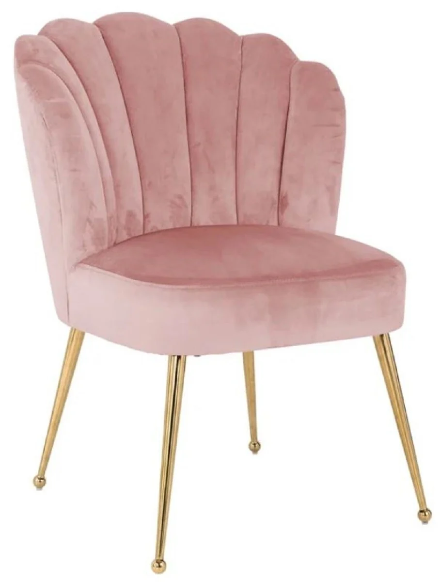 Luxury velvet dining room chair pink / gold 66 x 64 x H. 86 cm - kitchen chair with velvet fabric - dining room furniture - kitchen furniture - luxury furniture