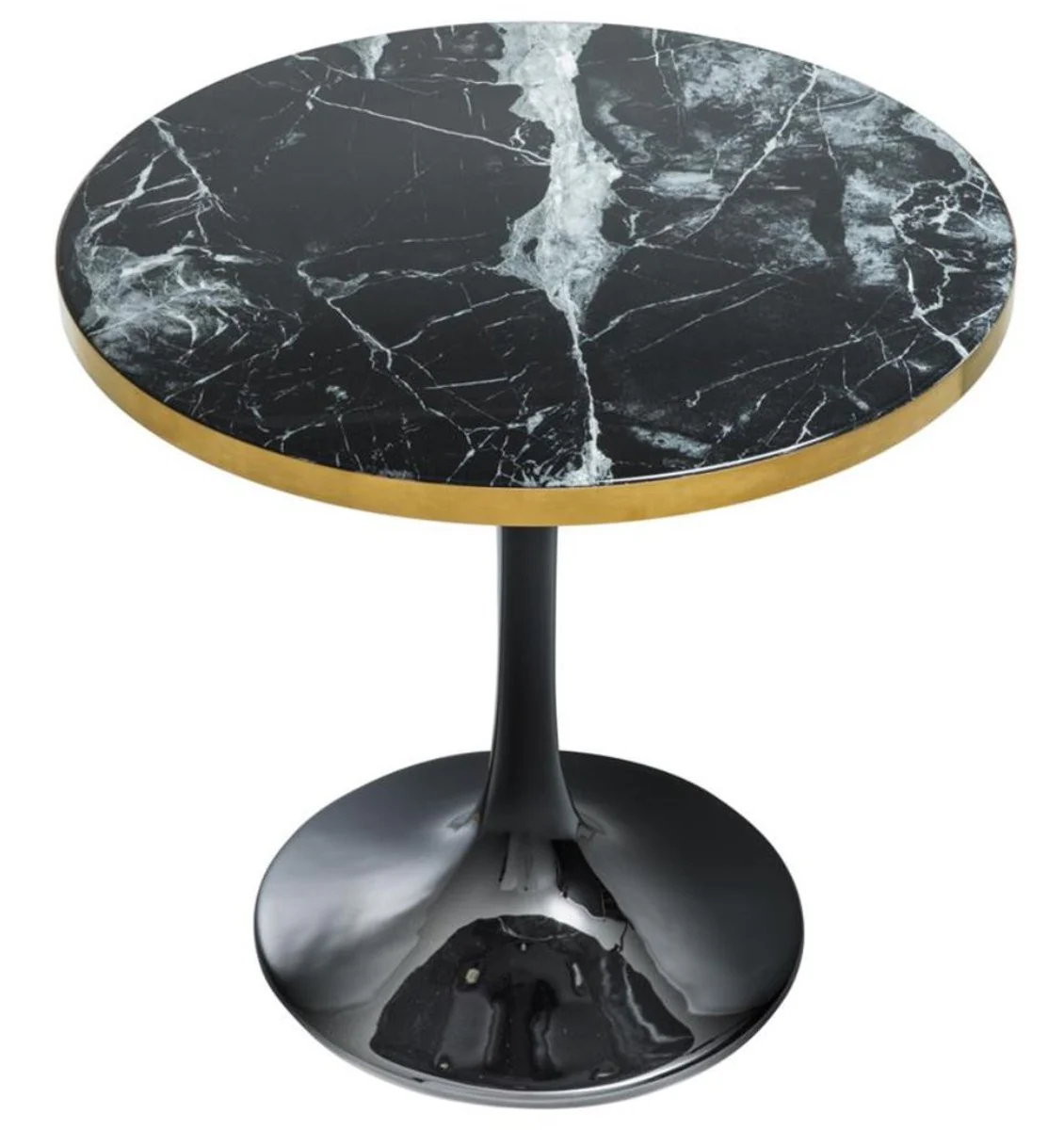 Luxury side table black / brass Ø 55 x H. 52.5 cm - Luxury Collection