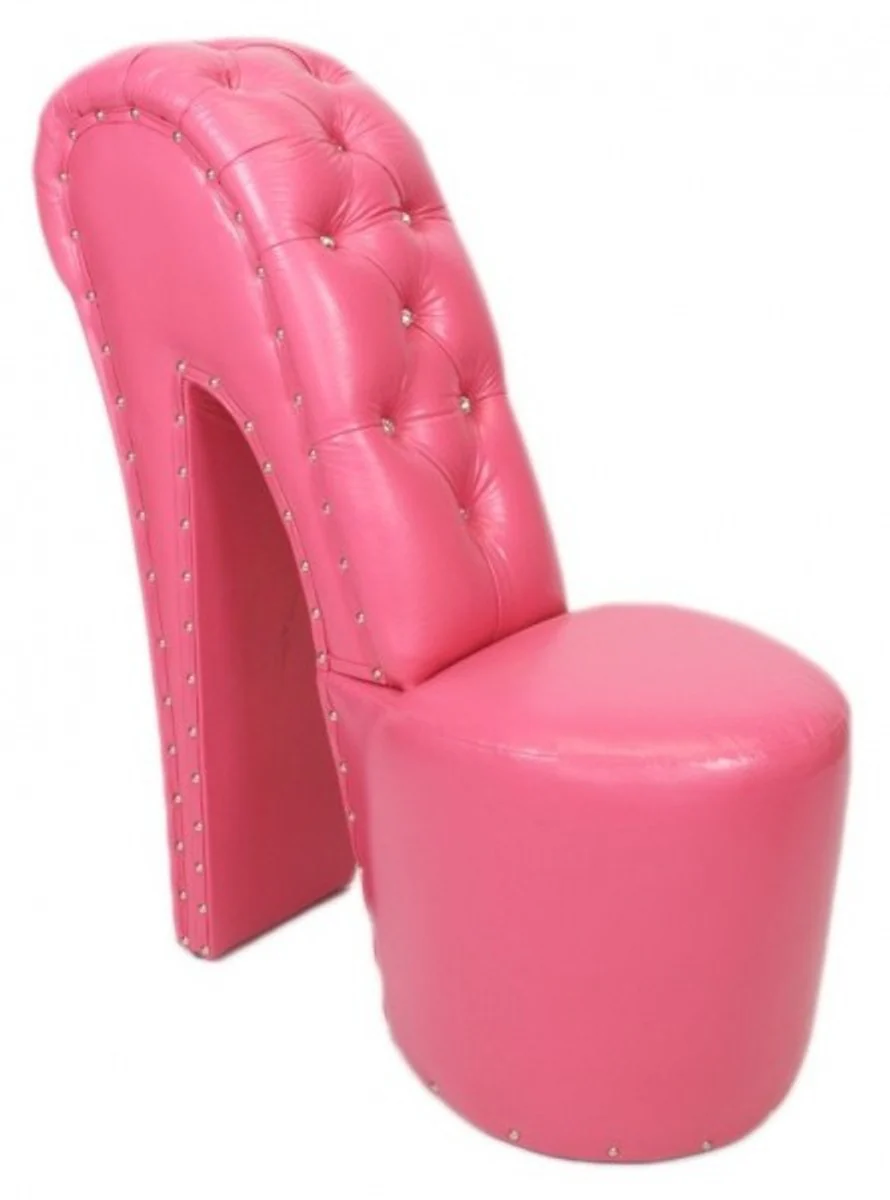 High heel armchair with decorative stones pink luxury design - designer armchair - club furniture - shoe chair armchair