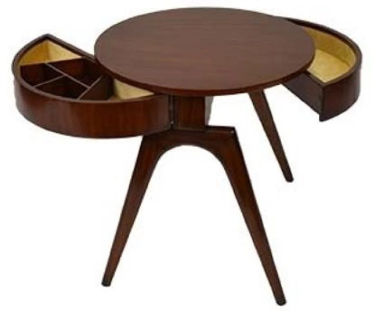 Luxury side table dark brown Ø 54 x H. 54 cm - round mahogany table with 2 drawers - luxury quality
