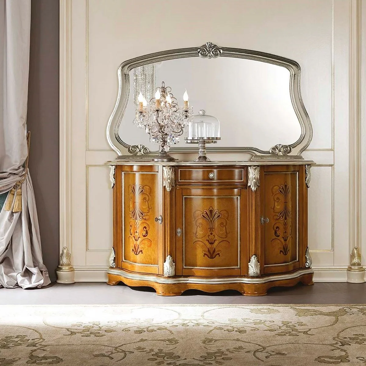 Luxury Baroque Mirror Silver - Italian Baroque Style Wall Mirror - Luxury Furniture in Baroque Style - Baroque Furniture - Made in Italy - Luxury Quality