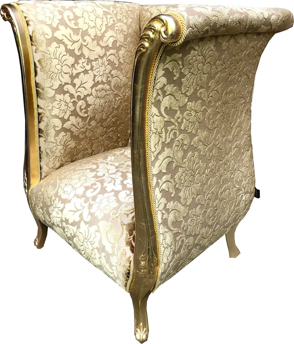 Extravagant Pompöös by luxury designer armchair by Harald Glööckler gold bouquet pattern / gold - Pompöös baroque armchair