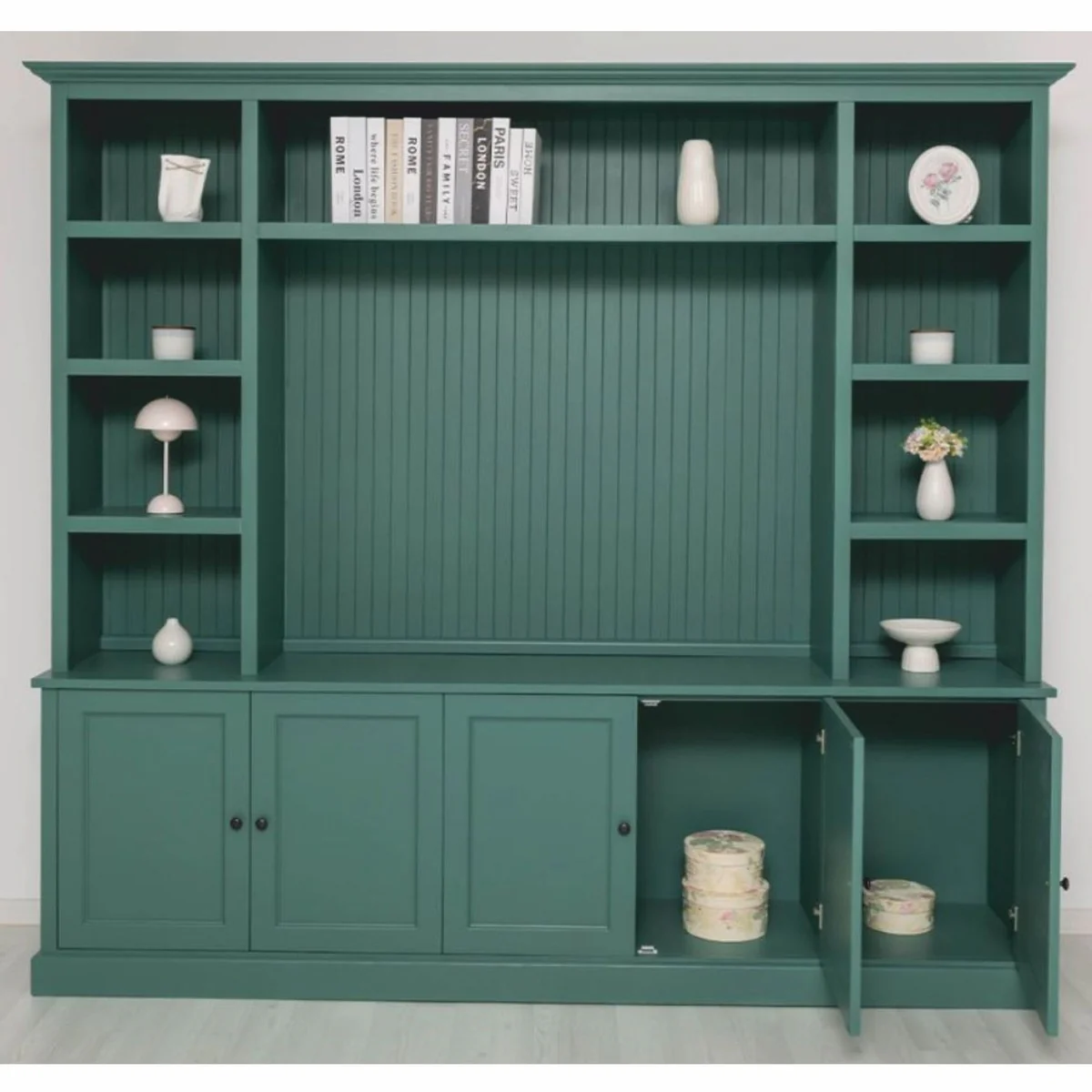 Country house style bookcase green 254 cm - country house style furniture