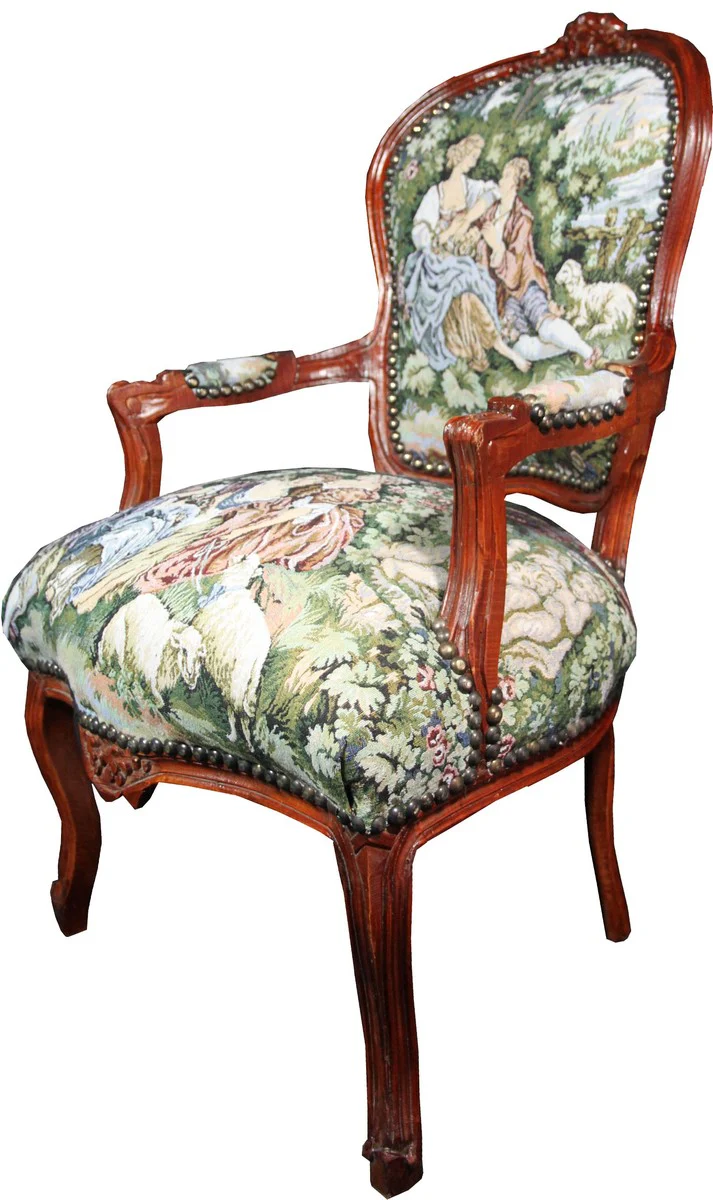 Baroque salon chair tapestry / brown