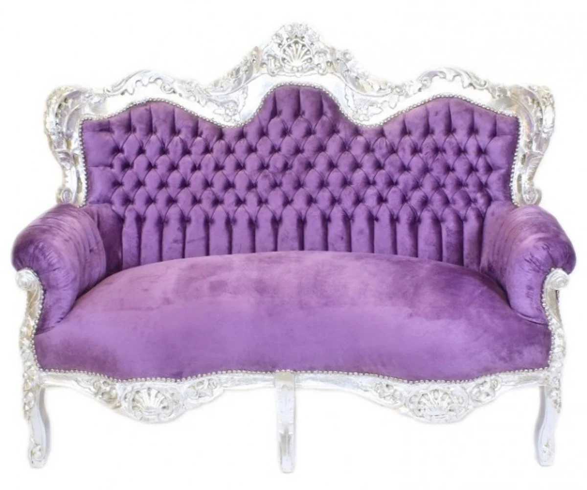 Baroque living room set King purple / silver - 2 sofa + 2 armchairs