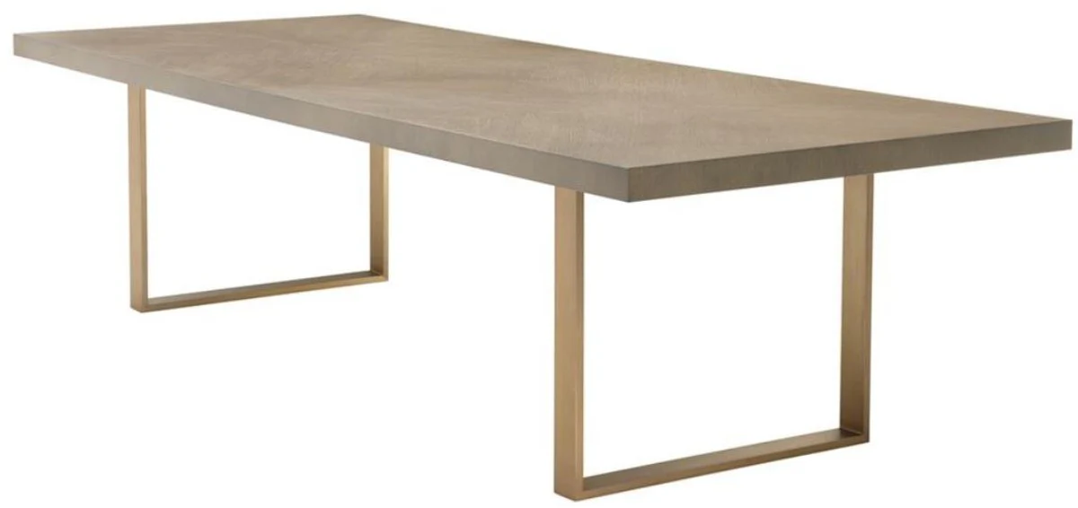 Dining table kitchen table brown / brass 300 x 115 x H. 75 cm - luxury kitchen furniture