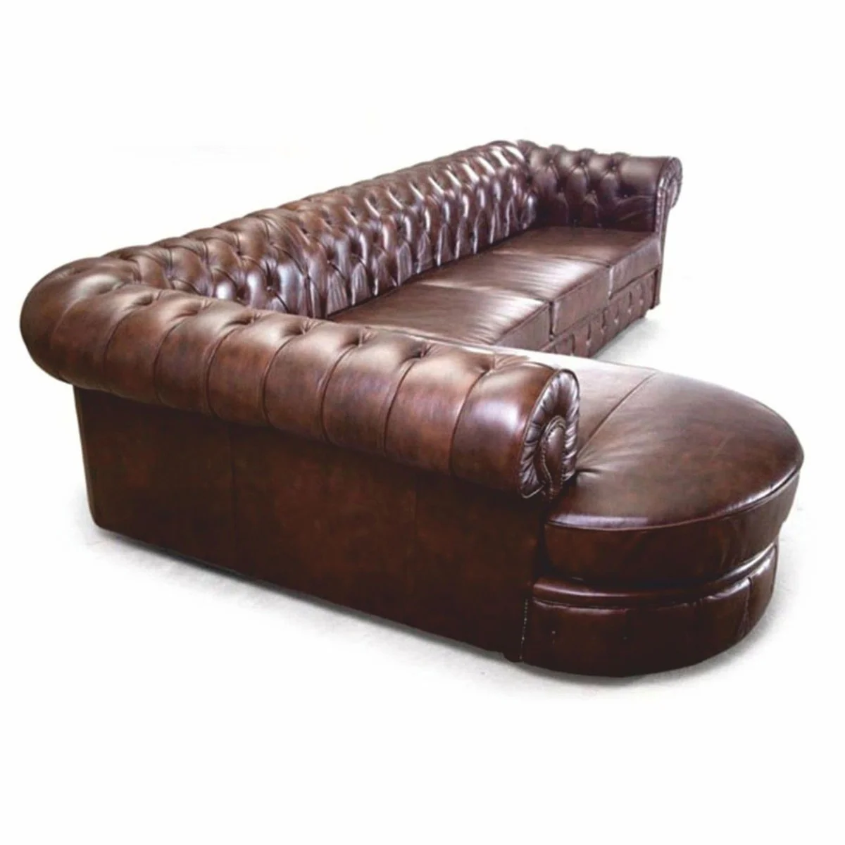 Luxury Chesterfield leather corner sofa dark brown 293 cm - genuine leather furniture