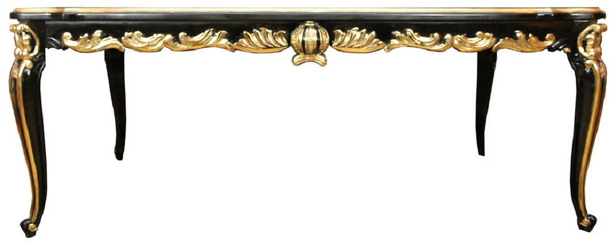 Pompöös by Baroque luxury dining room set green / black / gold - 1 baroque dining table with glass top and 6 baroque dining chairs designed by Harald Glööckler - Pompöös baroque furniture