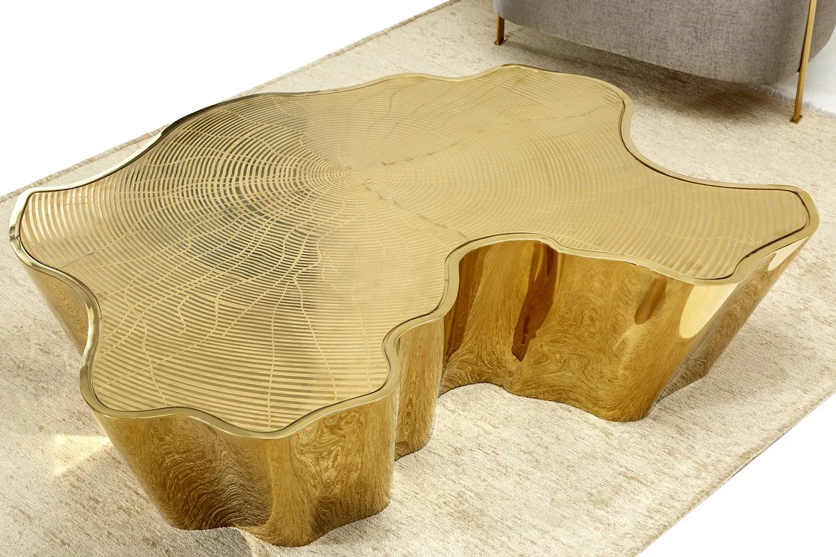 Luxury coffee table gold 127 x 90 x H. 30 cm - stainless steel living room table - luxury living room & hotel furniture
