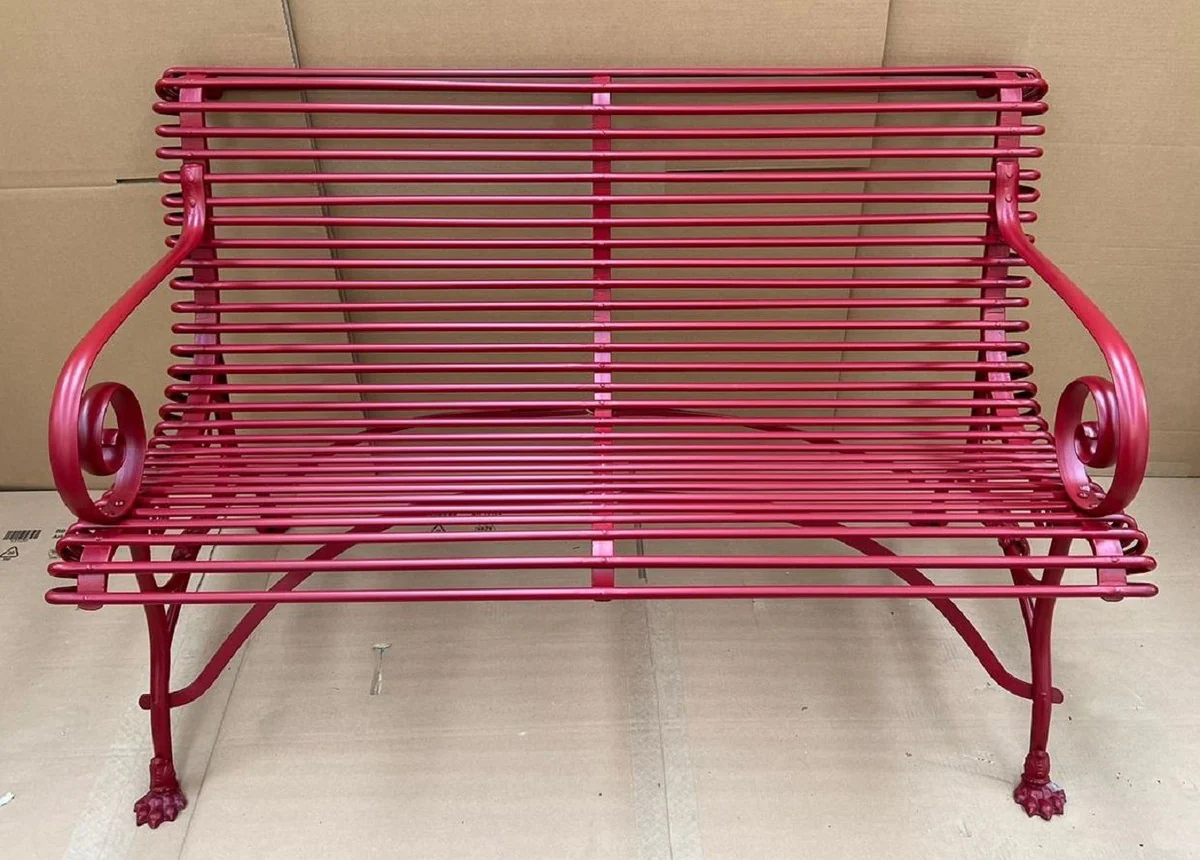 Art Nouveau garden bench red 120 x 66 x H. 80 cm - Wrought iron garden bench - Wrought iron garden furniture - Baroque & Art Nouveau garden furniture