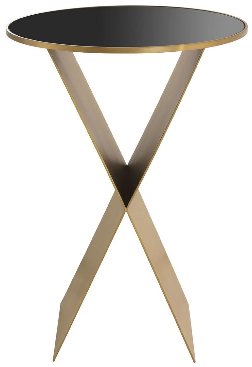 Luxury side table brass / black Ø 50 x H. 70 cm - Round stainless steel table with glass top - Living room furniture - Luxury collection