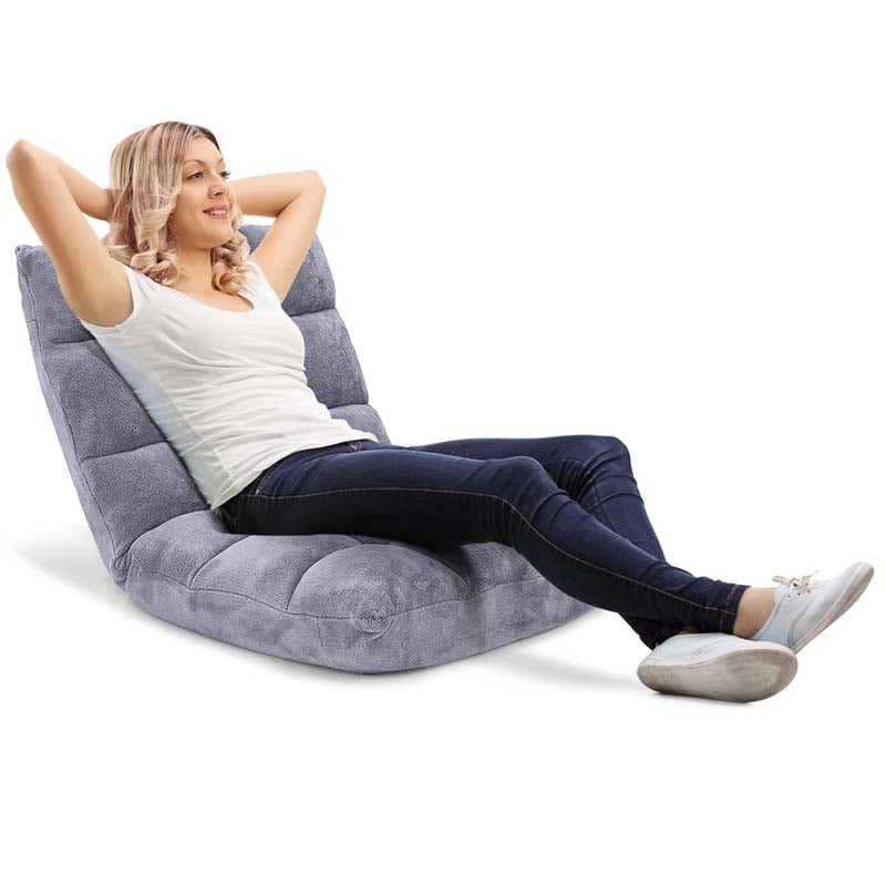 Memory Foam Floor Chair, 14-Position Adjustable Folding Gaming Sofa Chair with Back Support, Chaise Lounge Sofa Bed Recliner