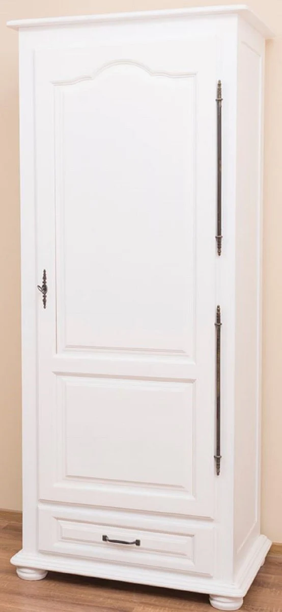 Country house style bedroom cupboard / wardrobe with door and drawer white 79.5 x 54 x H. 186 cm - bedroom furniture