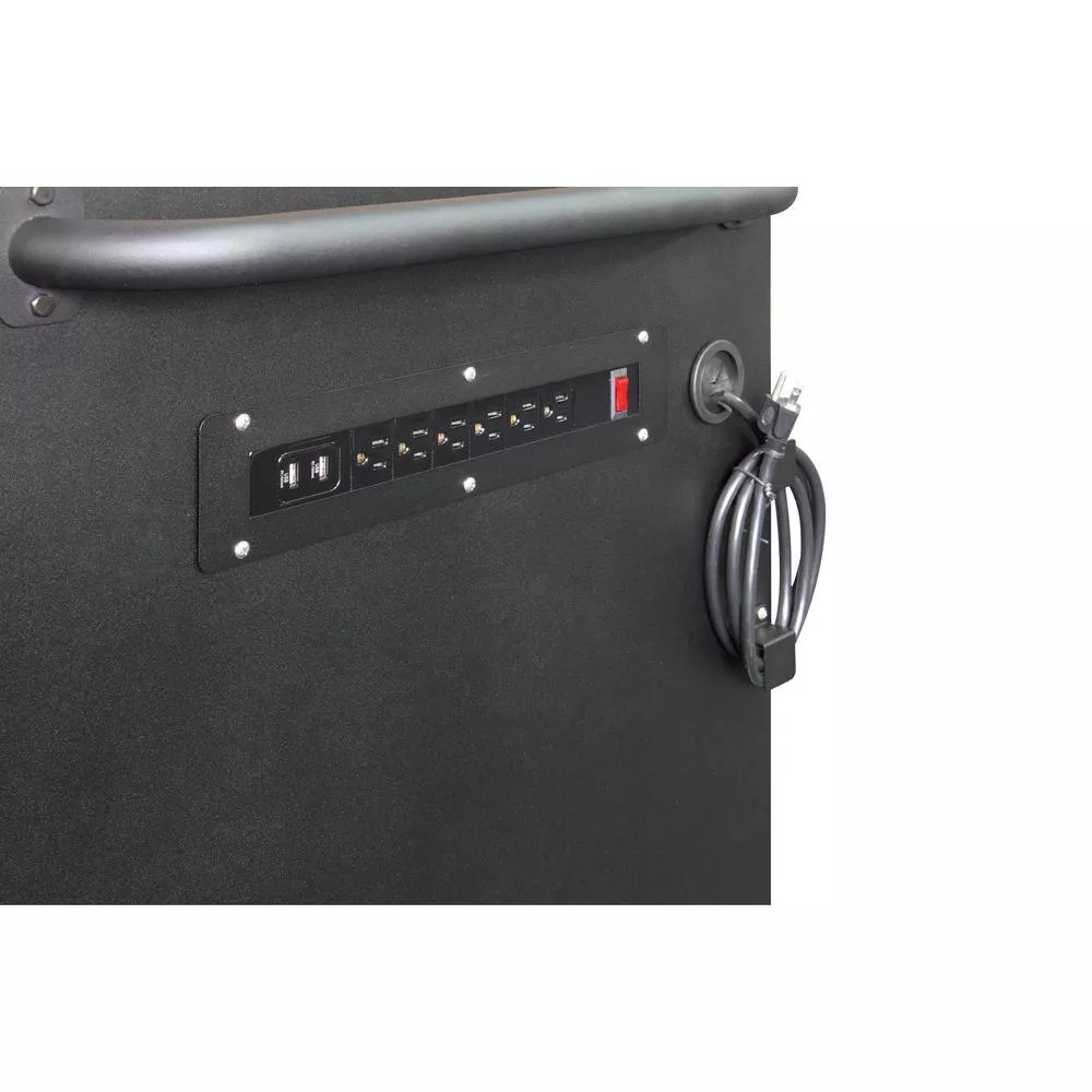 HEAVY-DUTY 61 IN W 10-DRAWER 1-DOOR, DEEP TOOL CHEST MOBILE WORKBENCH IN MATTE BLACK W/ HARDWOOD TOP, PEGBOARD & SHELF