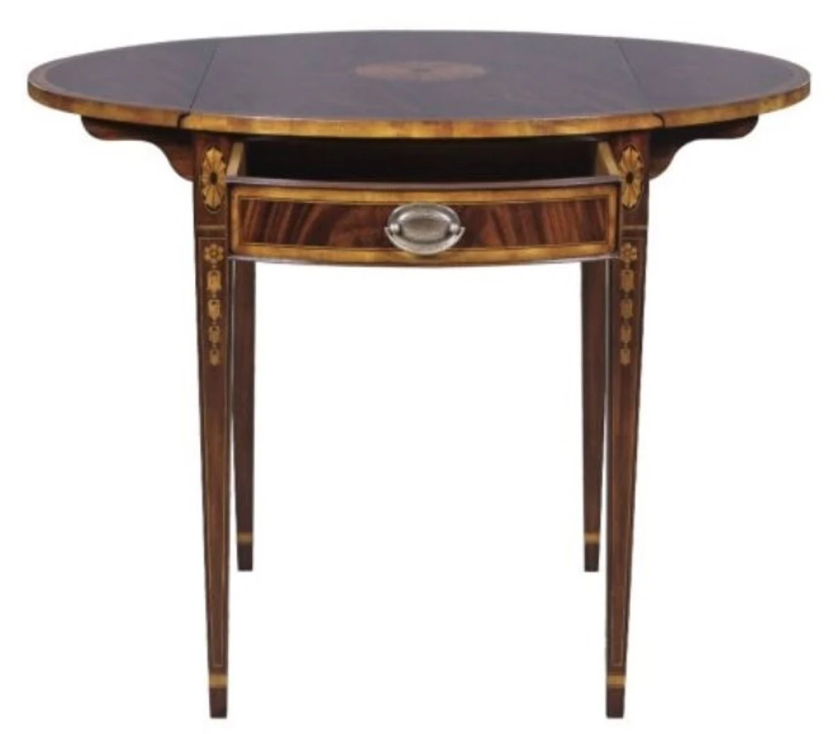 Luxury mahogany side table with drawer brown 96 x 77 x H. 73 cm - living room furniture