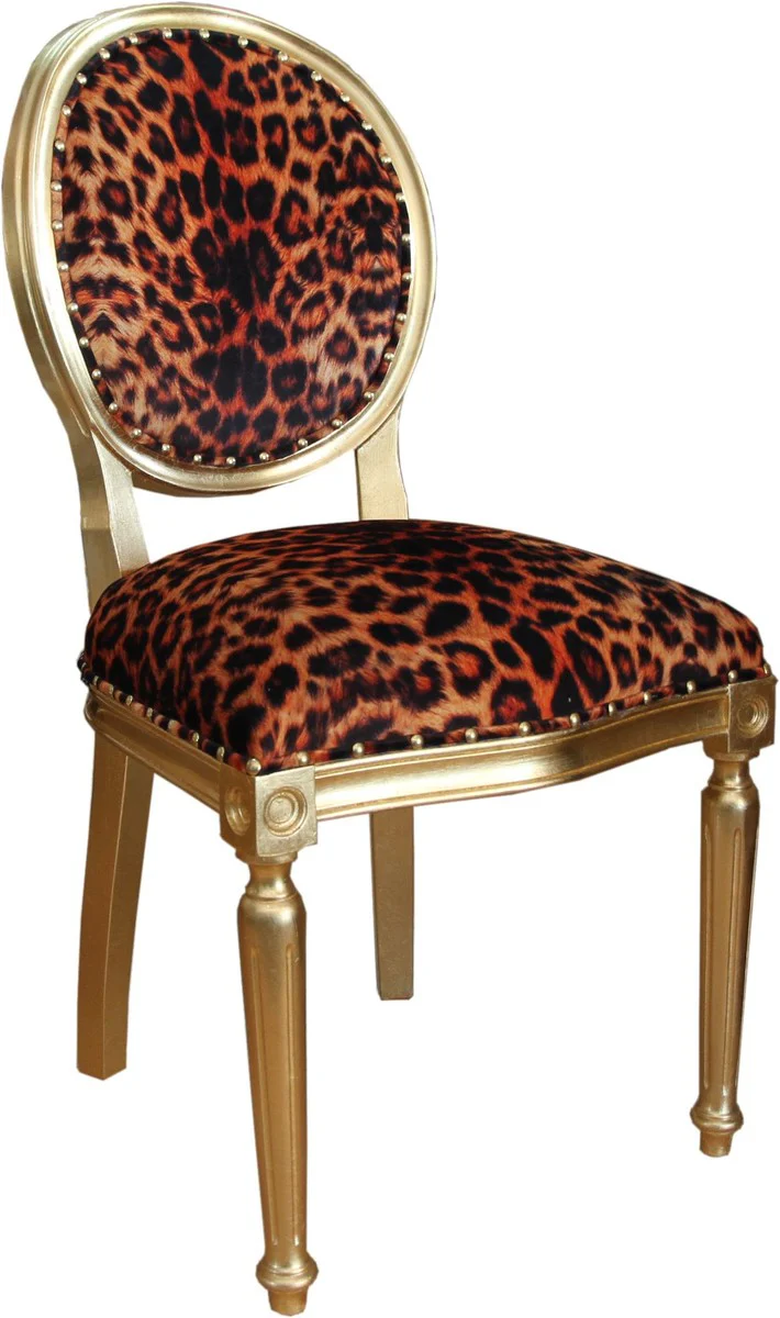 Baroque Luxury Dining Room Chair Leopard / Gold - Designer Chair - Hotel & Restaurant Furniture - Luxury Quality