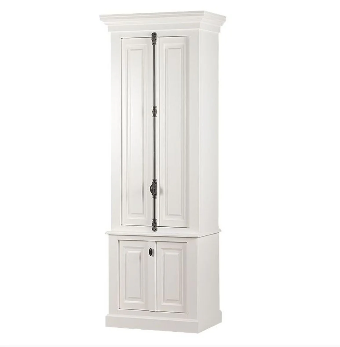Solid wood cupboard white with generous storage space 48 x 88 x 245cm with 4 doors