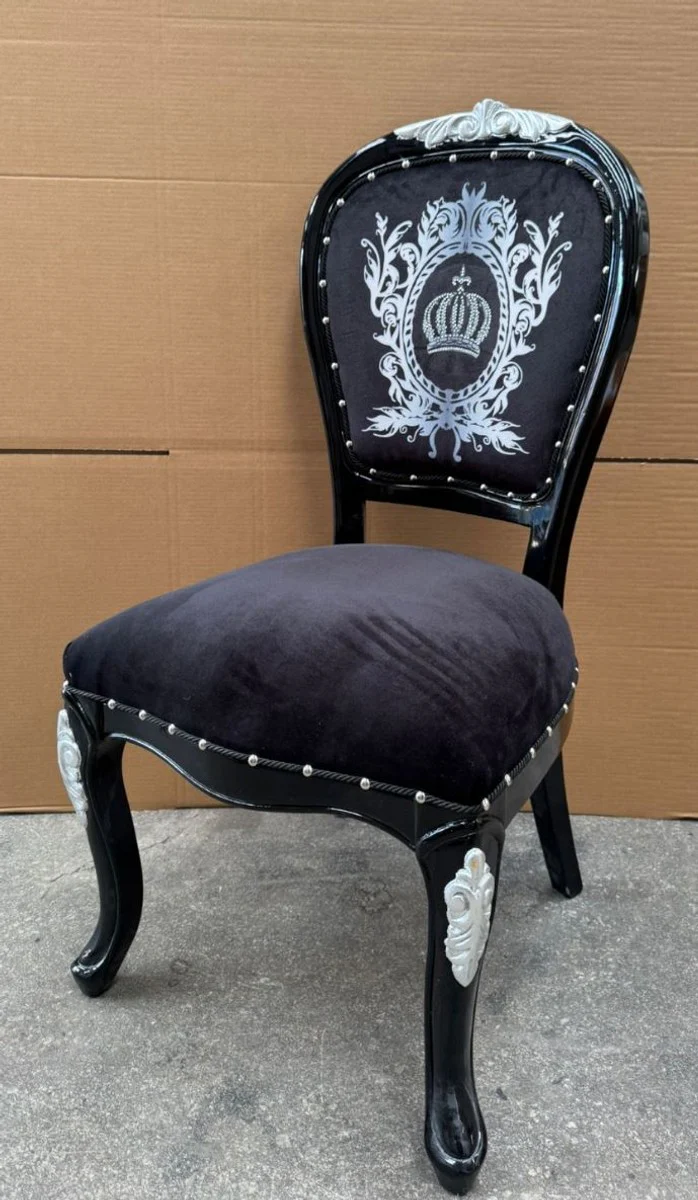 Pompöös by Luxury Baroque Dining Room Chair Black / Silver - designed by Harald Glööckler